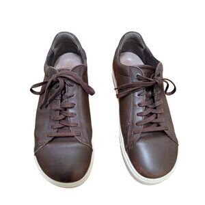 Birkenstock Men's Brown Leather Low-Top Sneakers With Lace-Up Closure & White Ru